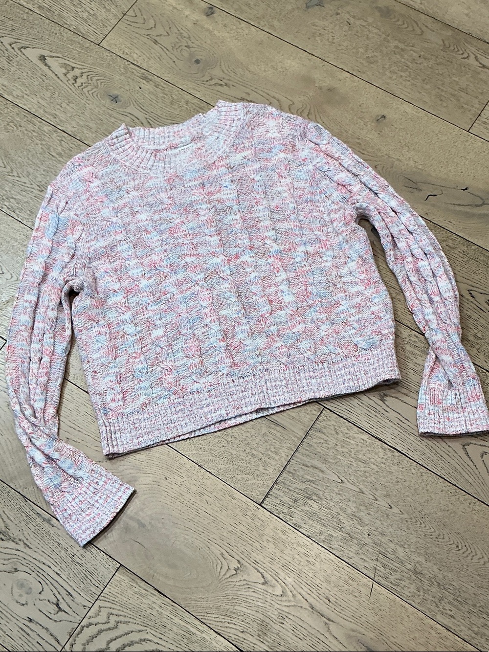 Woman’s J. Crew pull over crop red,white and blue sweater. Large. Cotton. Cute!